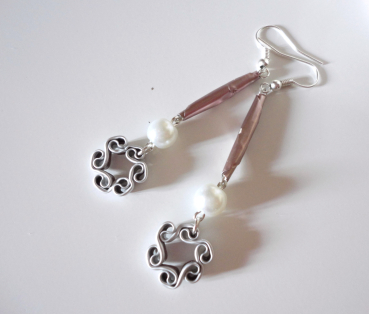 Kaffeekapsel Blumen Spiral Ohrringe